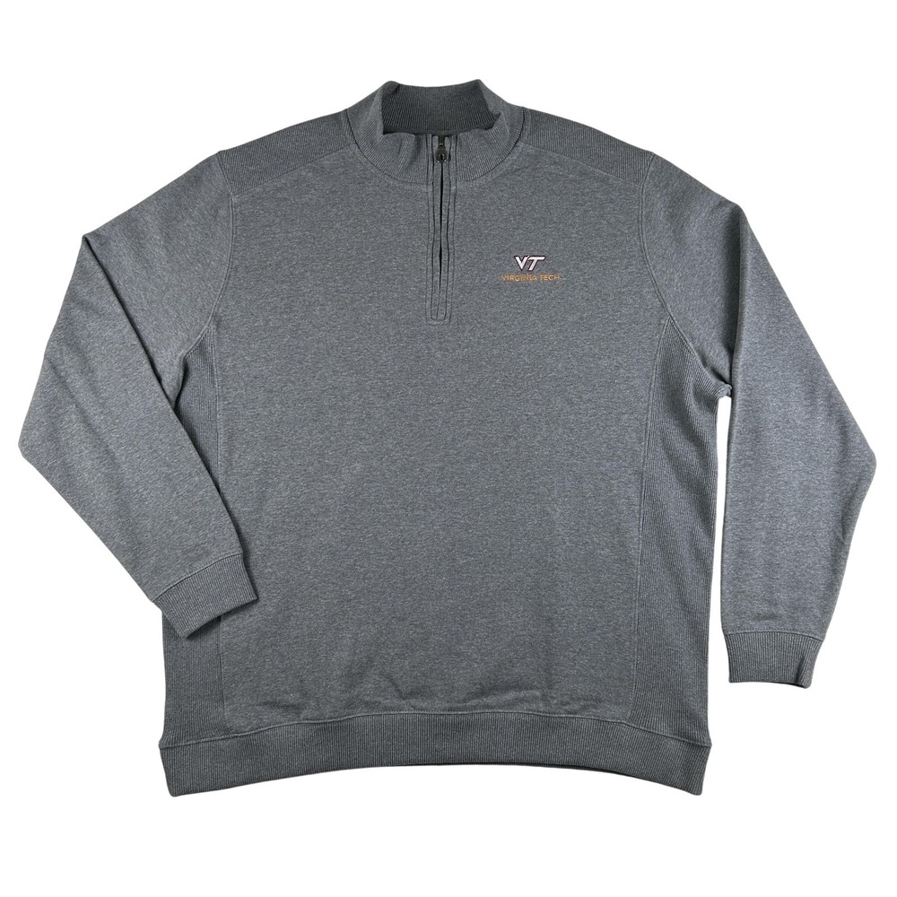 Virginia Tech Hokies Sweatshirt Mens XL Gray NCAA Football Vantage Quarter Zip